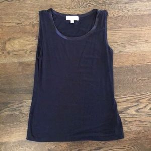 BANANA REPUBLIC navy tank with silk trim